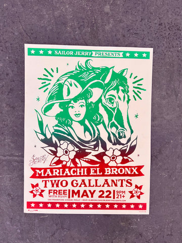 Mariachi el Bronx/Two Gallants Philly show poster.