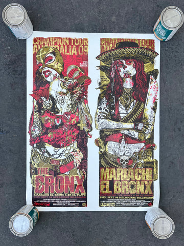The Bronx and Mariachi el Bronx uncut 2009 Australia tour poster by Rhys Copper